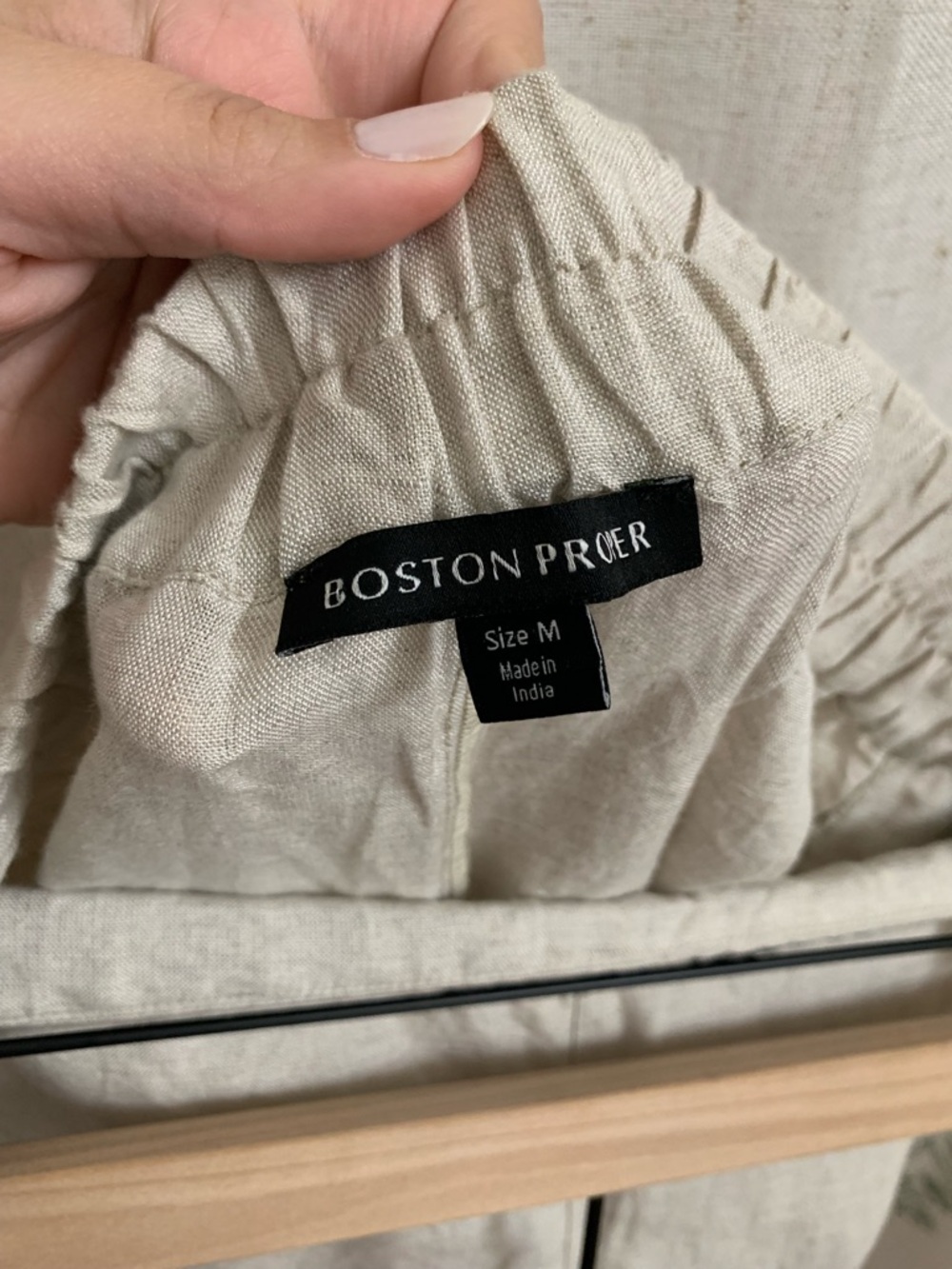 Boston Proper Malibu Embroidered Pull On Linen Blend Wide Leg Crop Cream Pant M - Picture 8 of 8